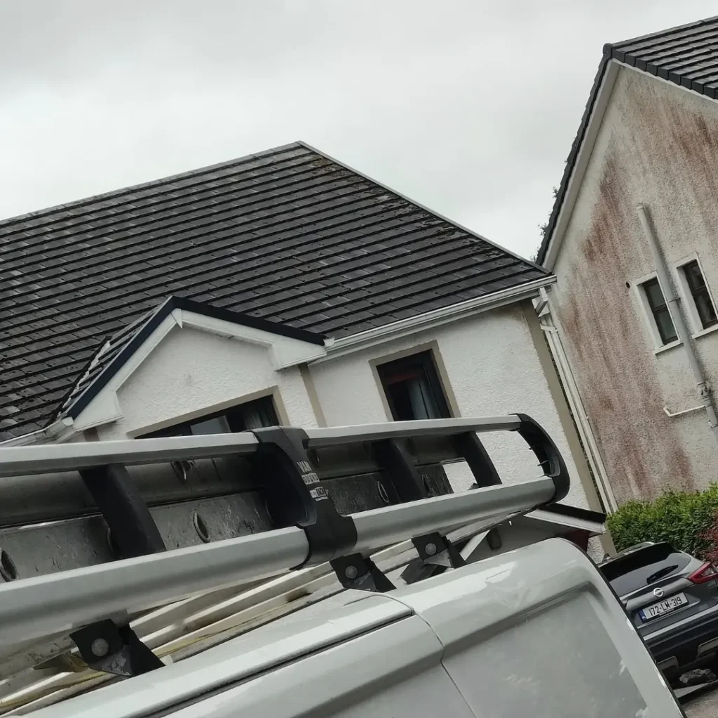 Installing aluminum gutters — guttering-services Wicklow residential project